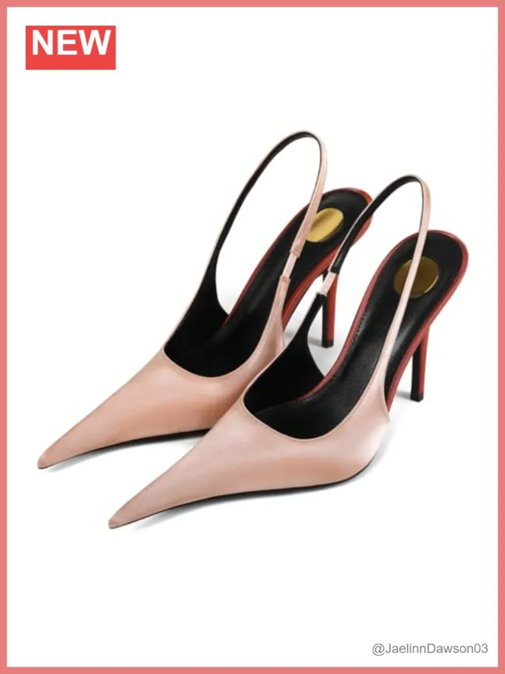 Women's Satin Slingback Heels, Closed Toe Two Tone Stiletto Heels, Formal Shoes